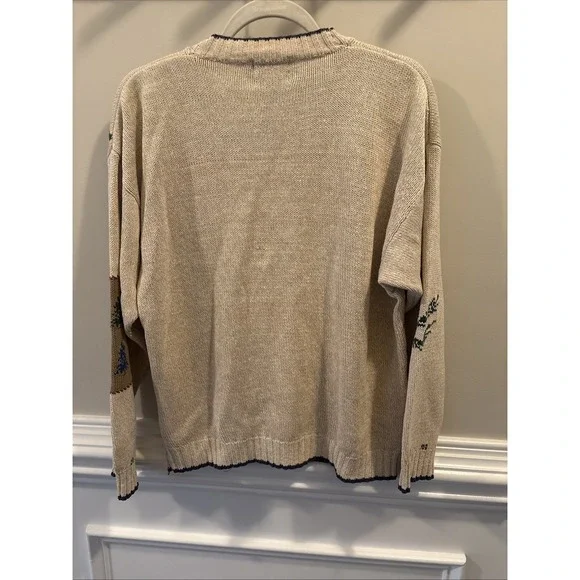 VTG Woolrich Cottage Core Cardigan Sweater Women's S Beige Patchwork - Picture 7 of 7